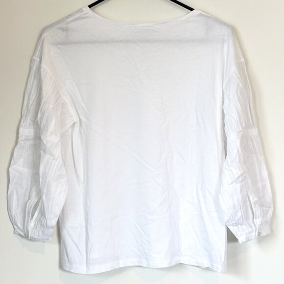 NWT Madewell White Puff-Sleeve Drop-Shoulder Knit Top - Extra Small - Picture 7 of 13